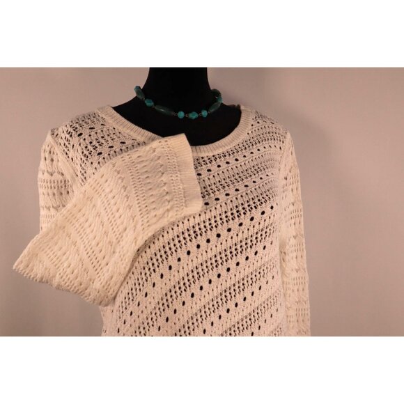 Talbots Women's Ivory Crochet Sweater Size X - Picture 4 of 13